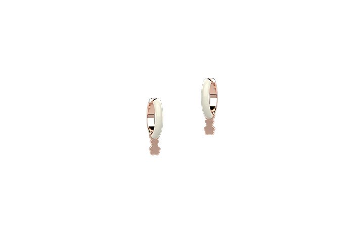 White Polish Circle Earrings with Bear_5918