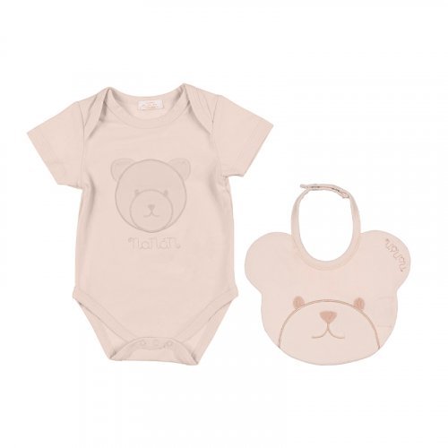 Boîte-cadeau beige avec body + bavoir_8780