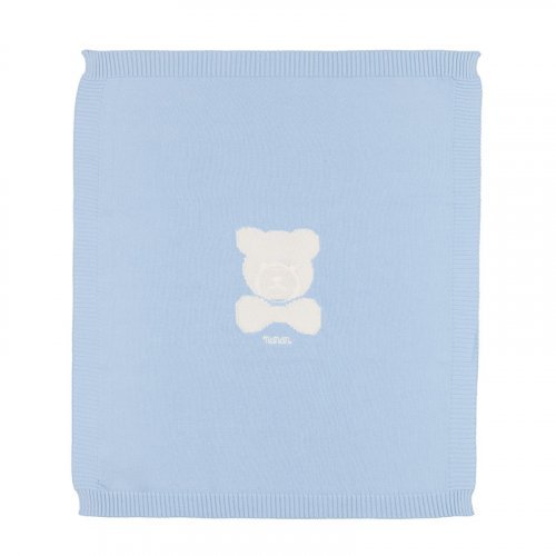 Coperta in filo azzurro con orso_7517