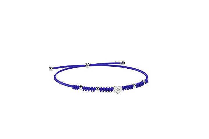 Cord and heart bracelet Silver blue_9245