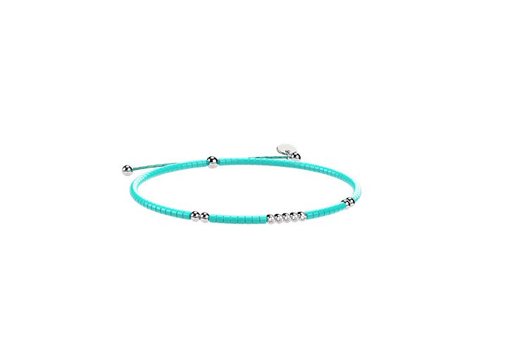 Cord and light blue silver bracelet_9242