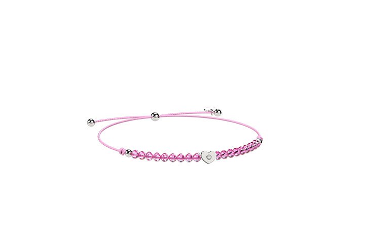 Cord bracelet with pink heart_9236