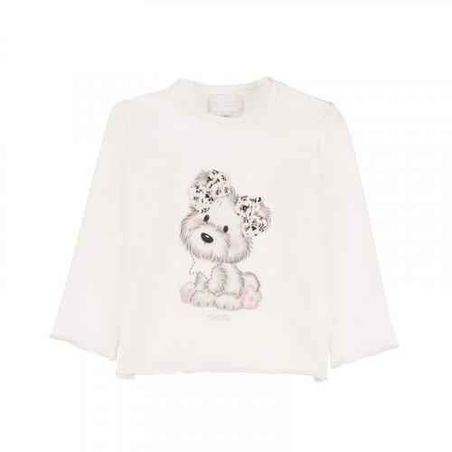 Cream T-Shirt with Dog Print