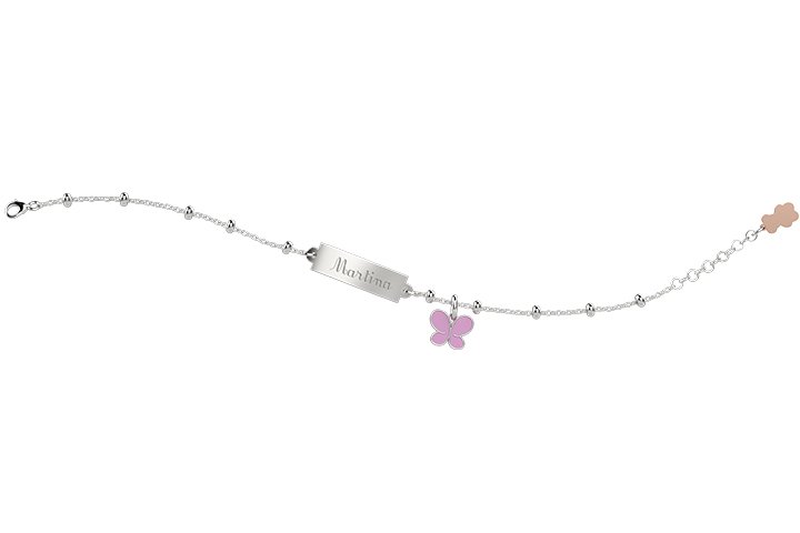 Customizable Bracelet with Pink Butterfly_2410