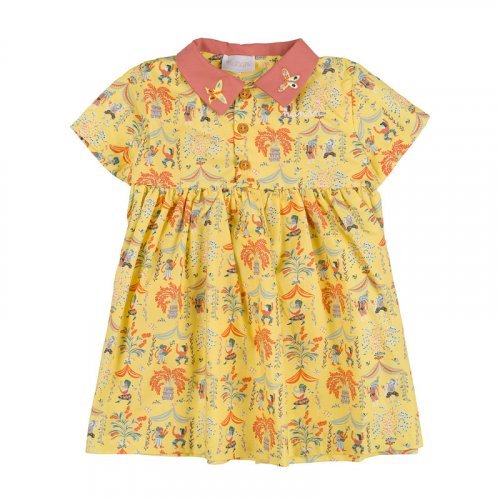 Dress with collar and jungle pattern