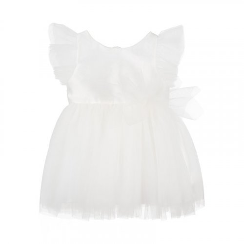 Dress with Shantung Top and White Tulle Skirt
