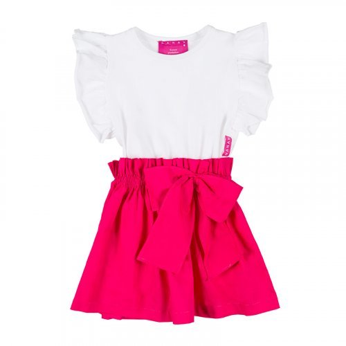 Dress with White Top and Fucsia Skirt