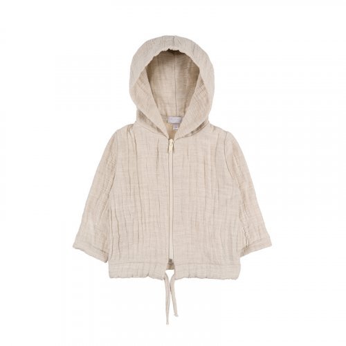 Sweat à Capuche et Fermeture Éclair Beige