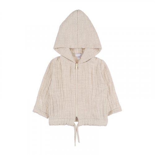 Felpa con Zip e Cappuccio Beige_4423