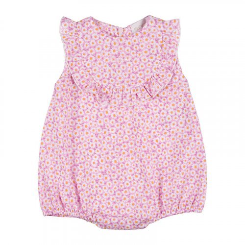 Floral romper with frill on the chest