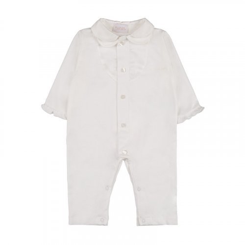 Front opening babygro with double collar