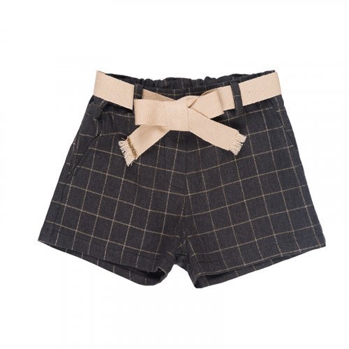 Gray Checked Lurex Shorts