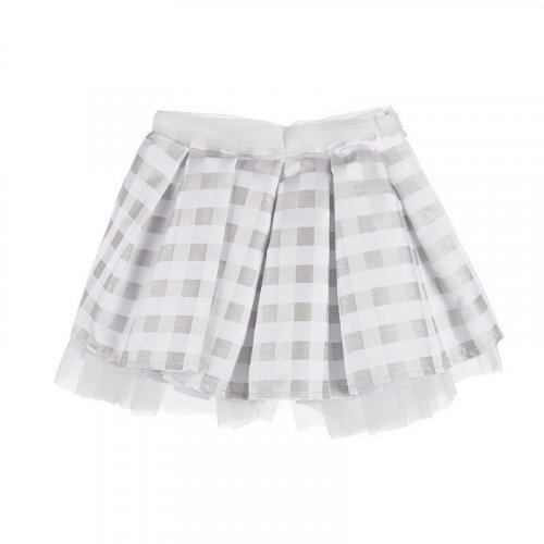 Gray checked skirt_8184