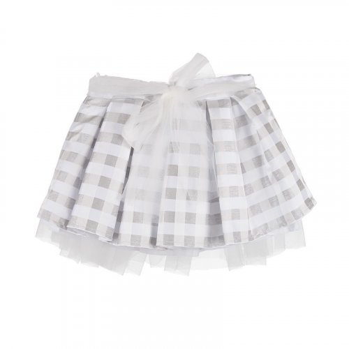 Gray checked skirt_8897