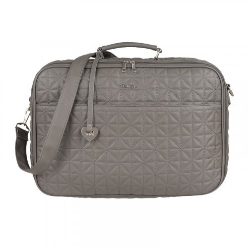 Gray quilted Mom Bag in eco leather