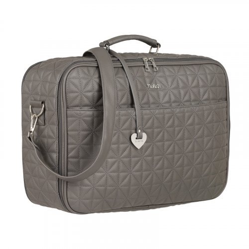 Gray quilted Mom Bag in eco leather_9222
