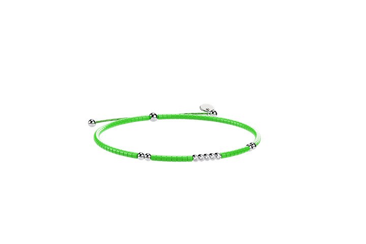 Green Cord and Silver Bracelet