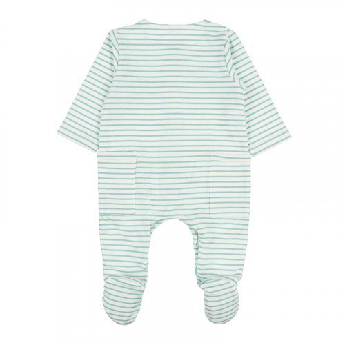 Green Striped Babygro with Front Opening_5163