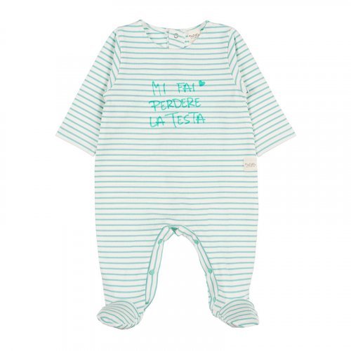 Green Striped Babygro with Writing