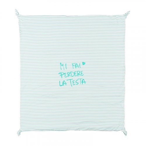 Green Striped Blanket with Writing_5179
