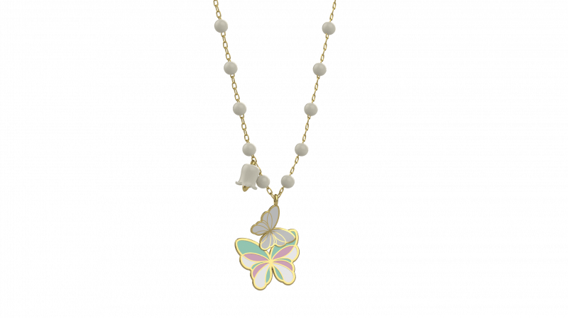 Hang White Butterfly of Colors in 925 Silver_12653