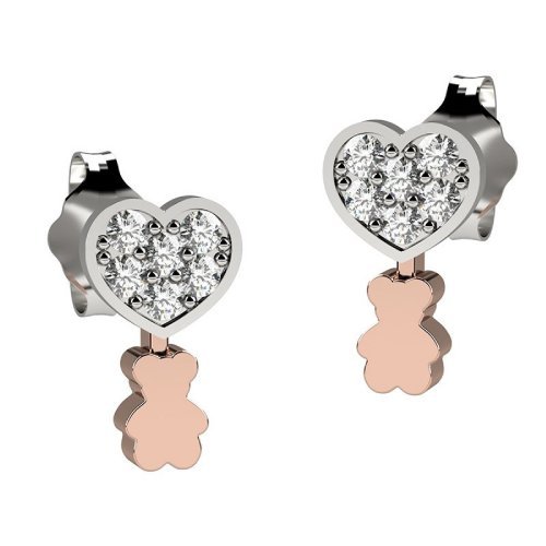 Heart sparkling earrings with bear