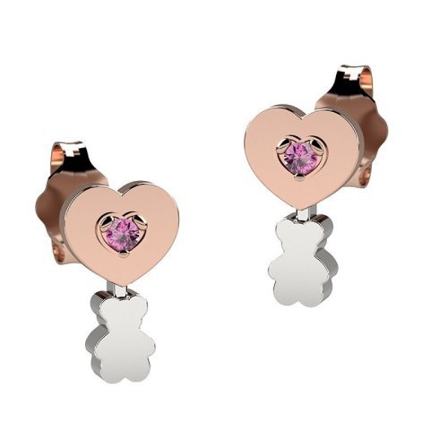 Heart sparkling earrings with bear