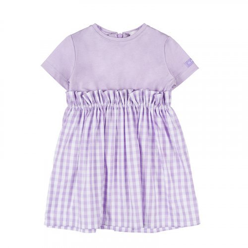 Jersey and Checked Lilac Dress