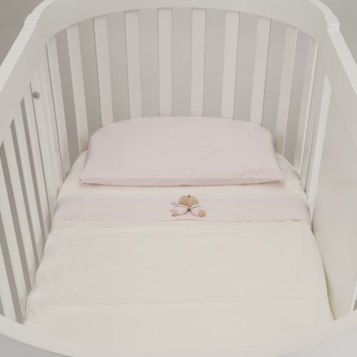 Bettlaken für ovales Kinderbett Set 3-teilig - Puccio Rosa