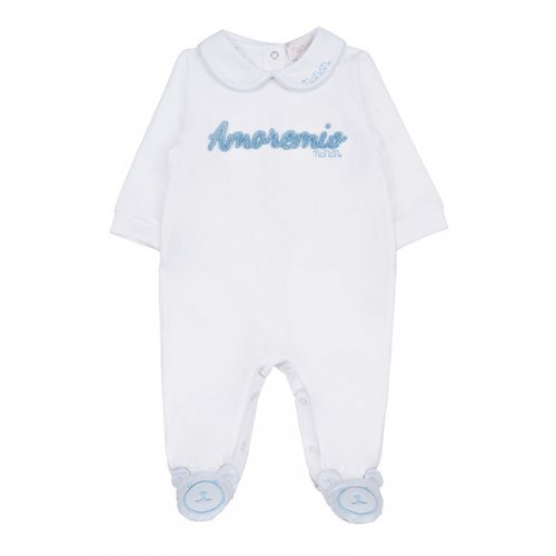 Light blue 'Amore Mio' babygro with collar_8756