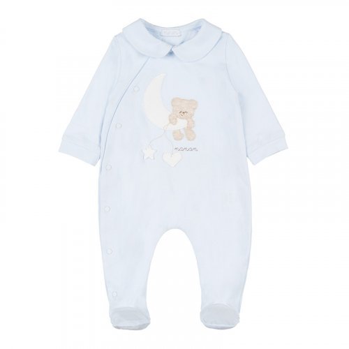 Light Blue BabyGro Front Opening with Bear and Moon_964