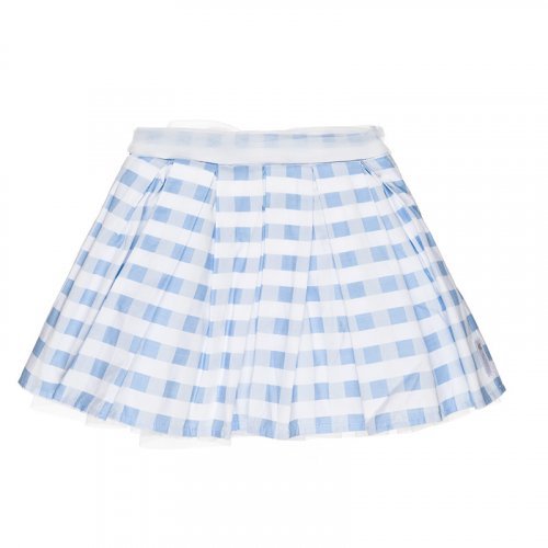 Light blue checked skirt_8180