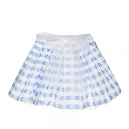 Light blue checked skirt_8181