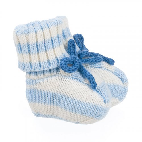 Light-blue Knitted and Striped Shoes_4350