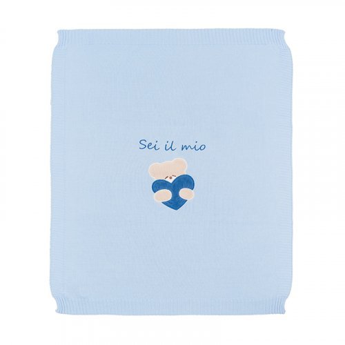 Light-blue Knitted Blanket with Teddy_4317