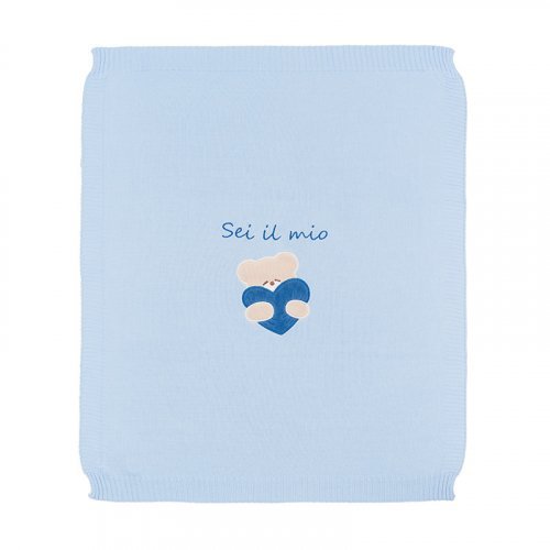 Light-blue Knitted Blanket with Teddy_4317