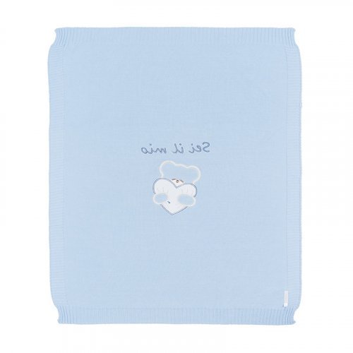 Light-blue Knitted Blanket with Teddy_4318