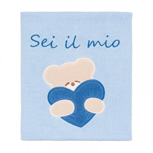 Light-blue Knitted Blanket with Teddy_4319