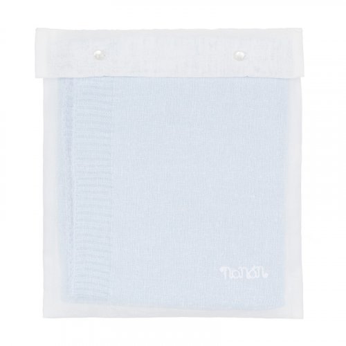 Light-blue Knitted Blanket with Teddy_4321