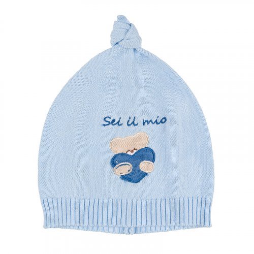 Light-blue Knitted Hat with Knot_4307