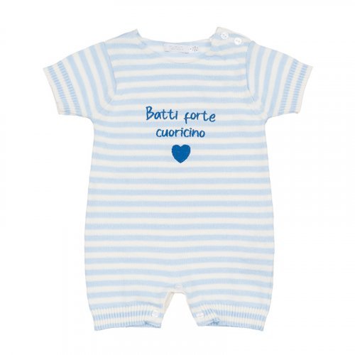 Light-blue Knitted Romper with Stripes