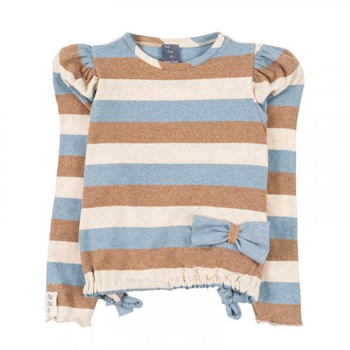 Light Blue Striped Blouse with Elastic