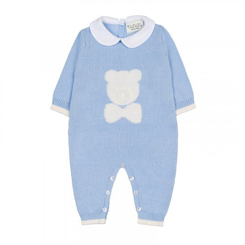 Light blue thread babygro with collar