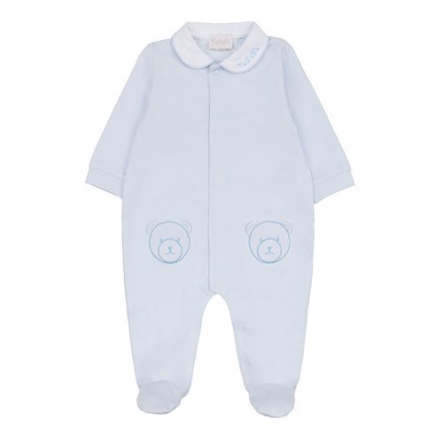 Lightblue Front Opening Babygrow With Collar