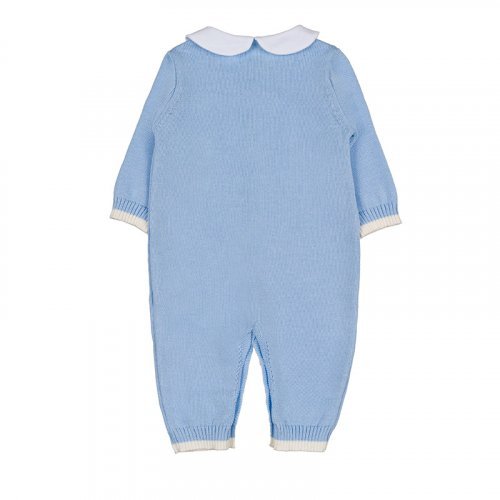 Lightblue knitted front opening babygro With collar_7537