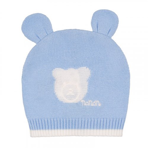 Lightblue knitted hat with ears_7526