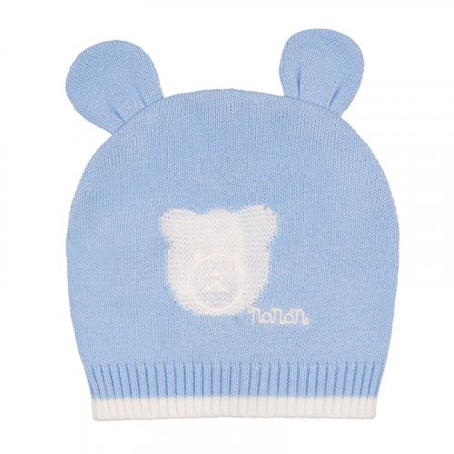 Lightblue knitted hat with ears