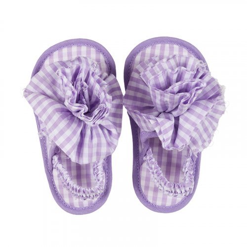 Lilac Checked Flip Flops_4759