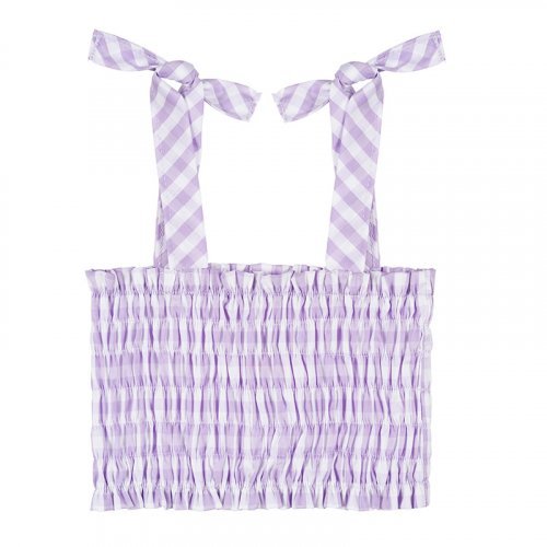 Lilac Smock Stitch Checked Top