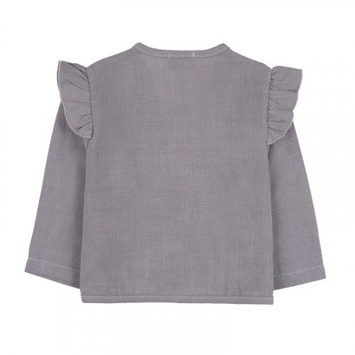 Linen cardigan w/frills_12598